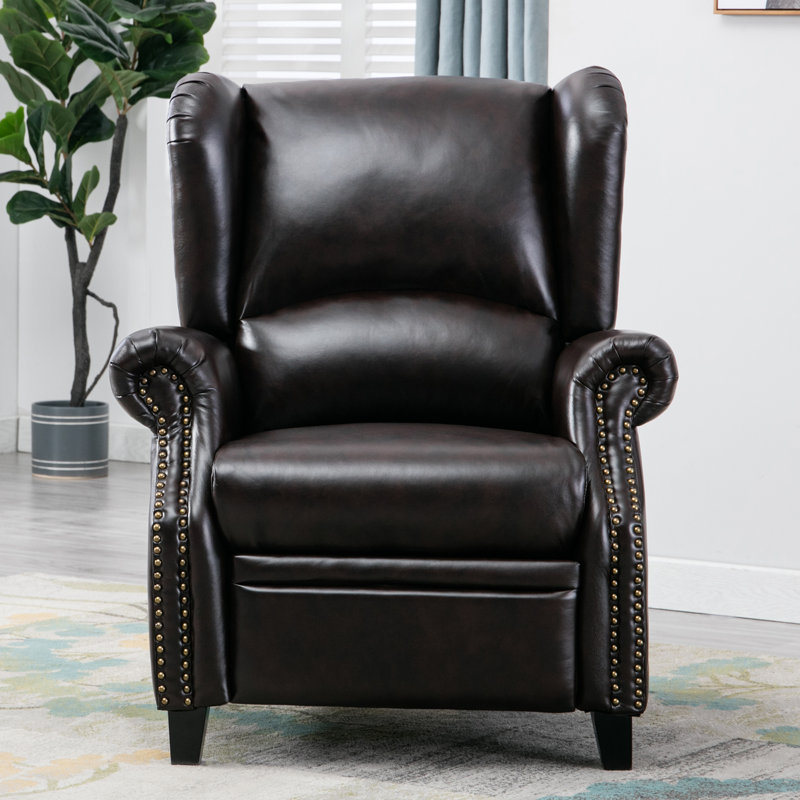 Canora Grey Push Back Recliner Chair, Wingback Accent Club Chair For